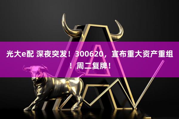 光大e配 深夜突发!300620,宣布重大资产重组!周二复牌!