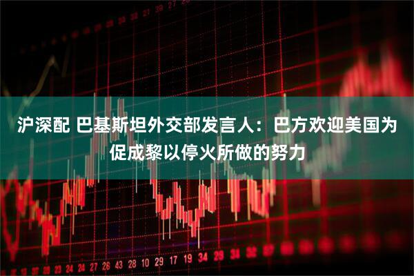 沪深配 巴基斯坦外交部发言人：巴方欢迎美国为促成黎以停火所做的努力